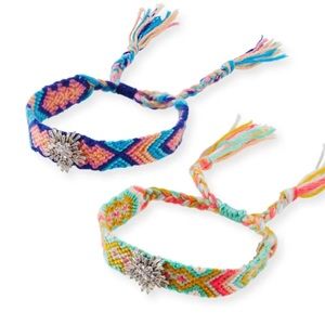 FALLON Embellished Woven Skinny Charm Festival Friendship Bracelet , SET of 2